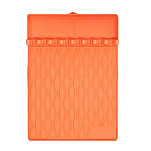 Silicone Grill Mat 16"X11.5" Large Spatula Holder with Drip Pad Heat Resistant Bbq Tool Organizer 8 Slots for Kitchen Countertop Griddle Outdoor Grill Accessories Caddy, 1X Bbq Drain Mat