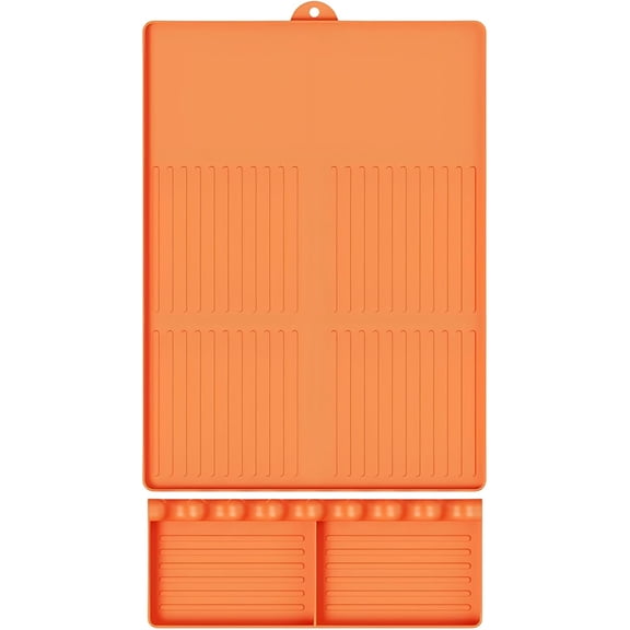 Silicone Grill Mat, 2-in-1 Drip Pad with Ribbed Surface Raised Edges, BBQ Griddle Side Shelf Organizer for Outdoor Cooking