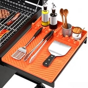 Silicone Grill Mat, Griddle Tools Mat for Blackstone, Spatula Grill Mat with Drip Pad for Kitchen, Cooking, Countertop, BBQ Caddy Utensils Holder Griddle Accessories for Blackstone