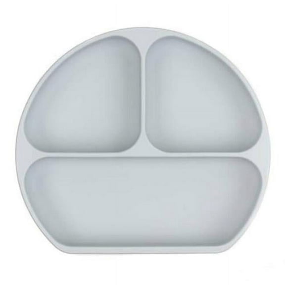 Bumkins Baby and Toddler Silicone Grip Dish, Kids Plate for Ages 6 months+ in Gray