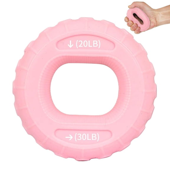 Silicone Grip Strength Circles for Men & Women, Stress Relief Grip Trainer, Forearm & Finger Exerciser, Pink, 20lb-30lb