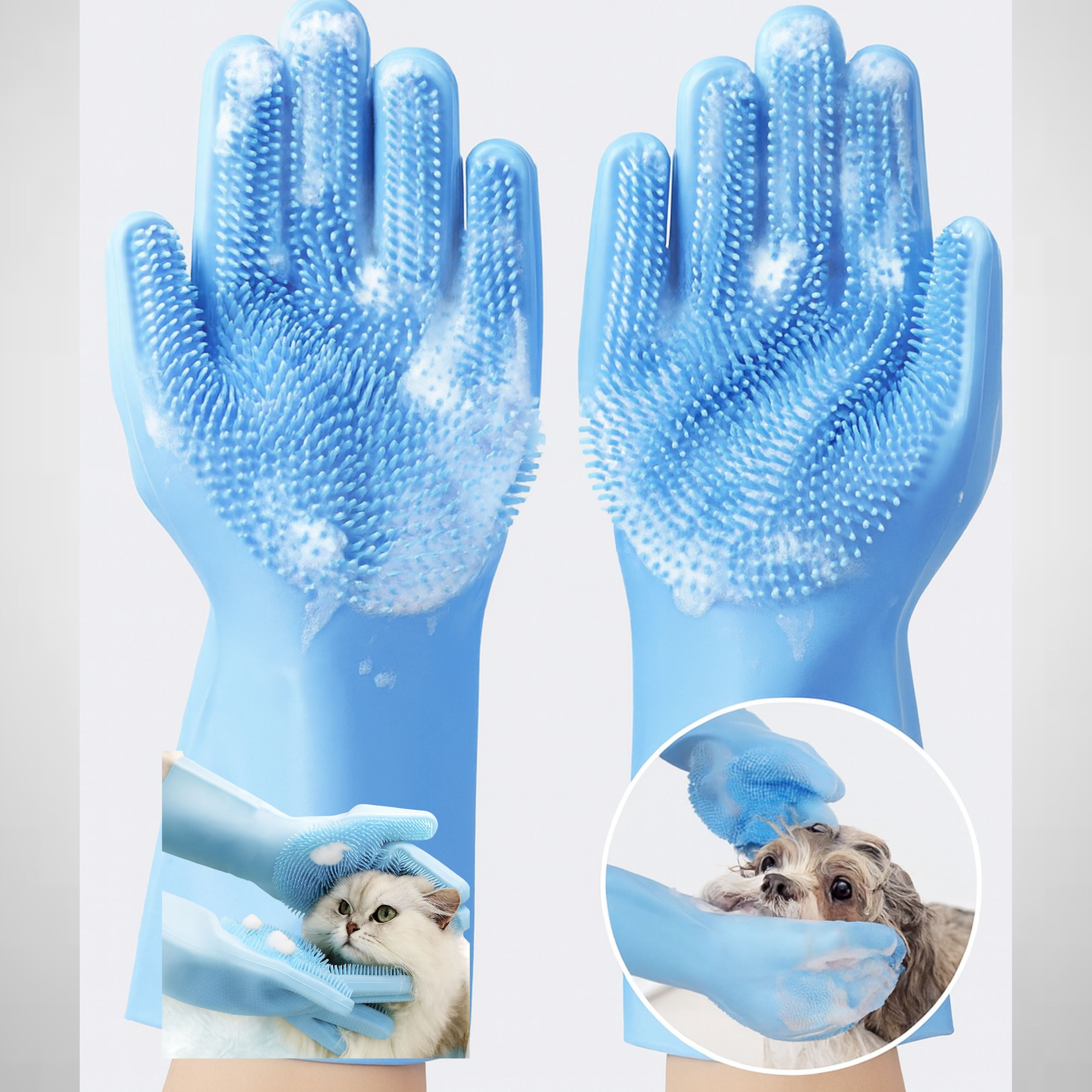 Silicone Grooming Gloves for Pets – Multi-Purpose Bathing