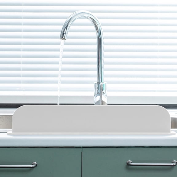 Silicone Guard Water Splashes Prevention Backsplash, Dish Washing Baffle Board for Kitchen Sink, Anti-Splash Protector in White