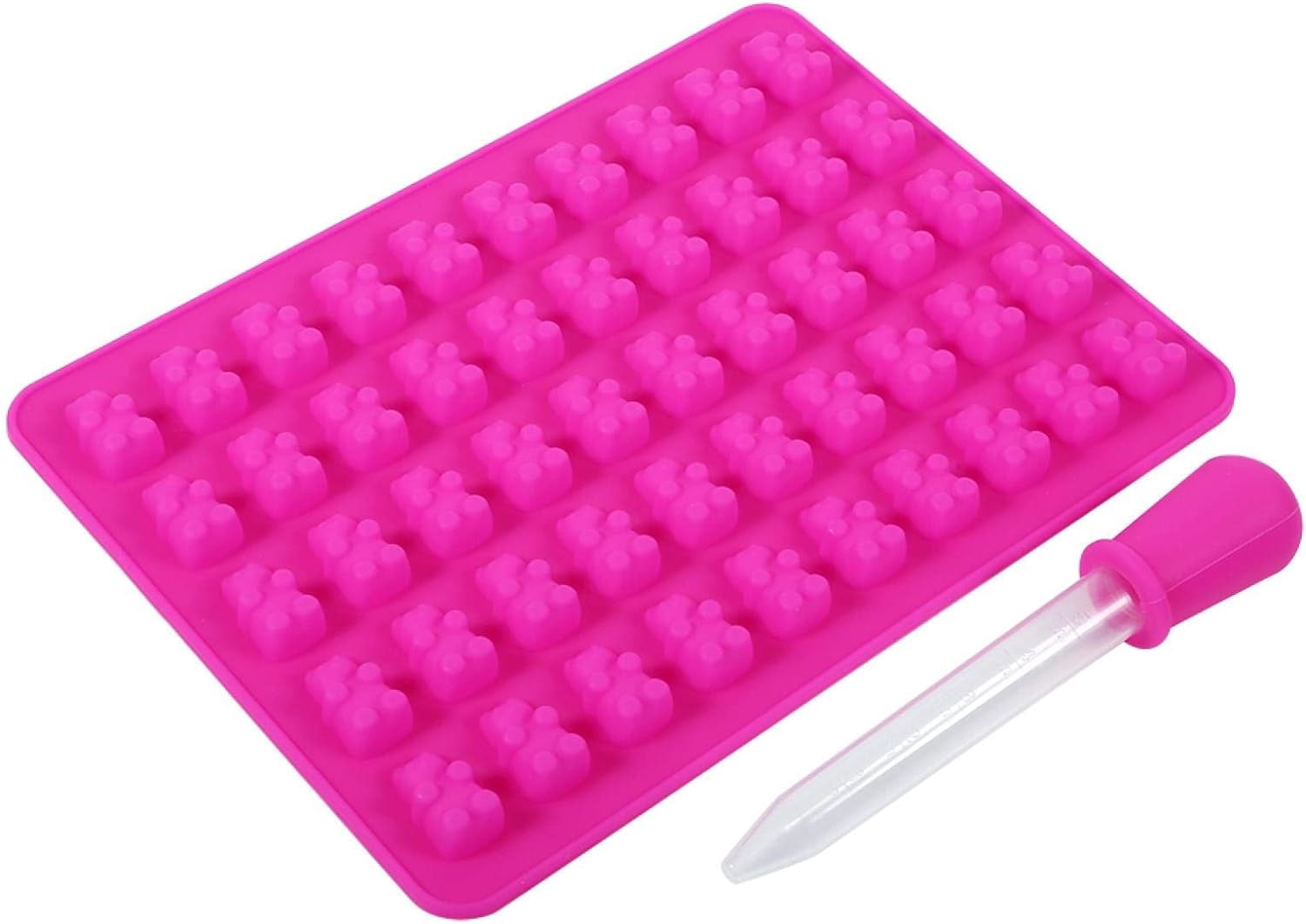 Silicone Gummy Bear Candy Molds, 1 Pcs 50 Cavity Mini Cute Bear Shaped ...