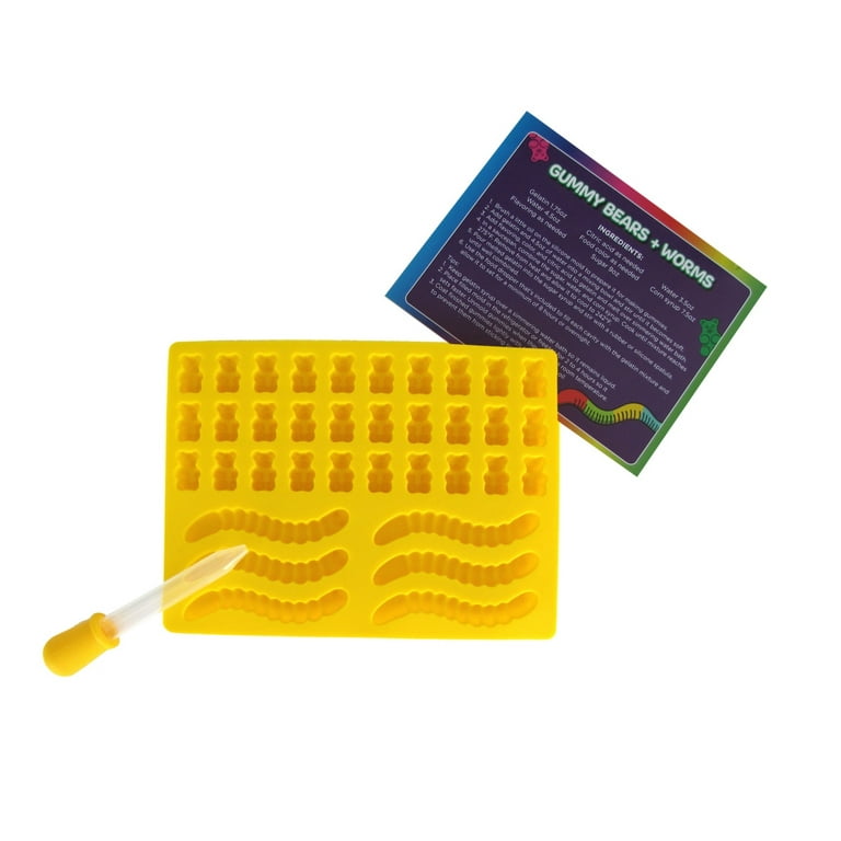 Silicone Gummy Bear Worm Mold Kit Candy Edibles Maker Freezer Dropper Tray  Fun Art Gift 