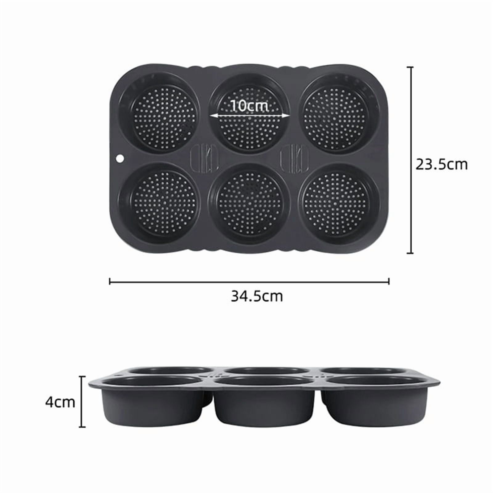 Silicone Hamburger Bun Baking Mold, Nonstick Round Bread Roll Pan for ...