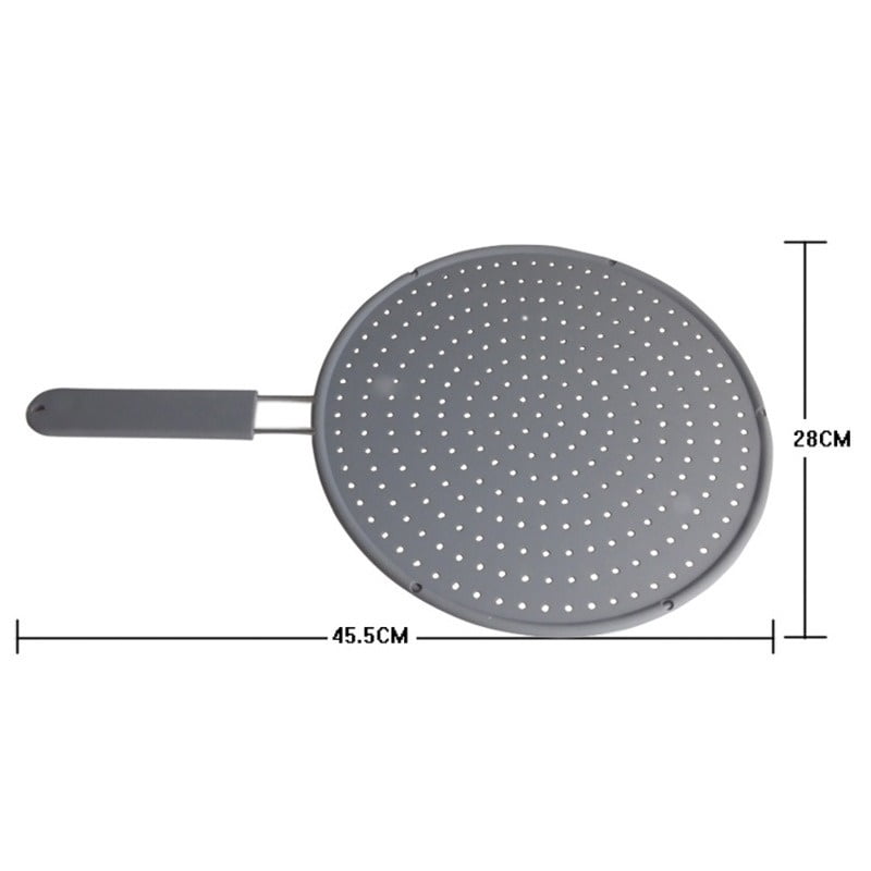 SKEMIX 11.5 Inch Silicone Splatter Screen - Foldable Handle, Oil Splash Guard & Strainer