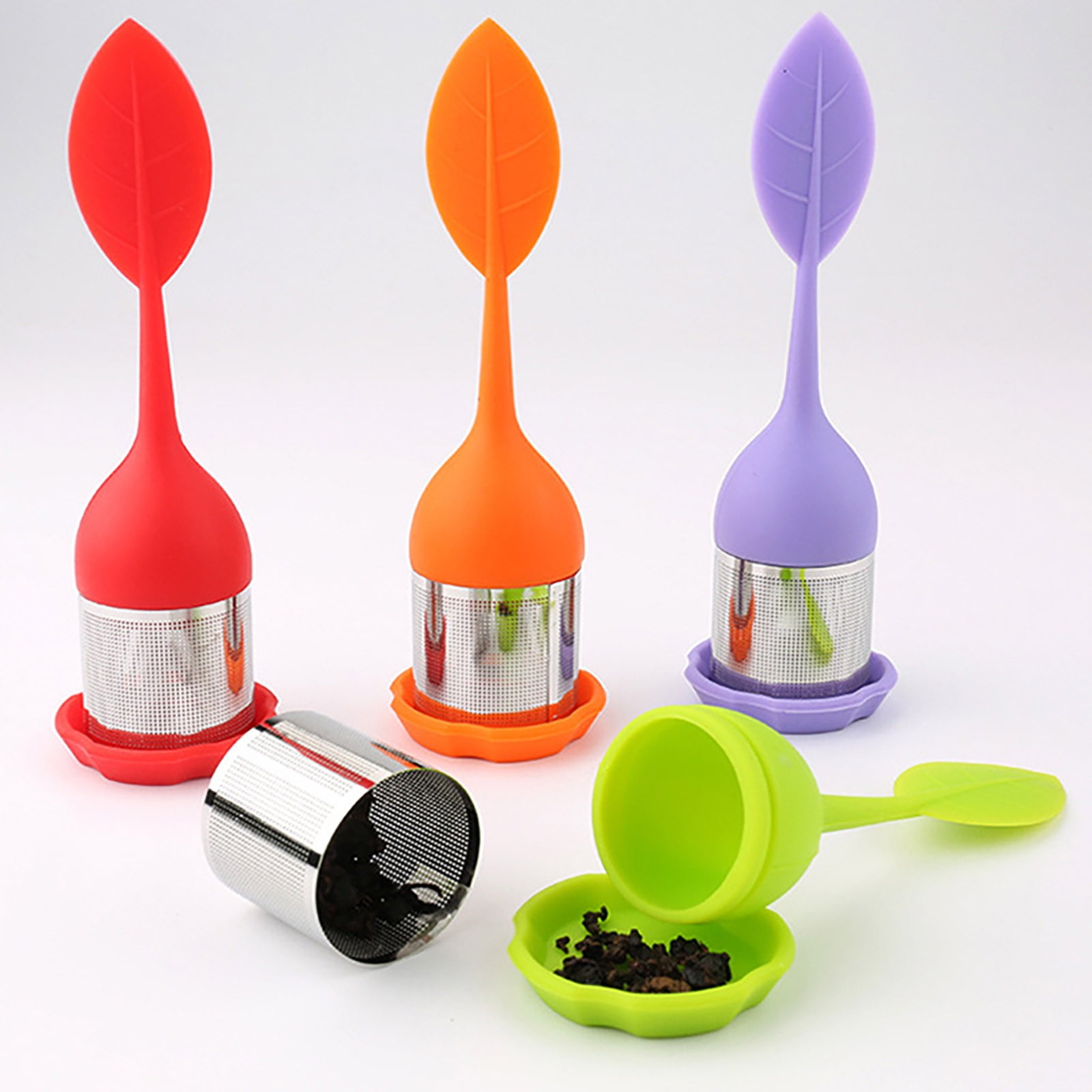 Silicone-Handle Tea Infuser - Stainless Steel Strainer with Drip Tray ...
