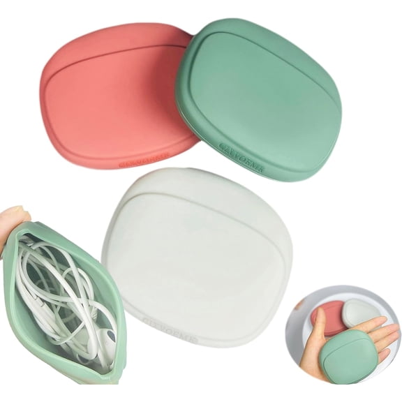 Silicone Headphone Organizer-Data Cable Storage Case-Mini Key Box-Portable Wired Headphone Organizer(Red-Grey-Green-3PCS)