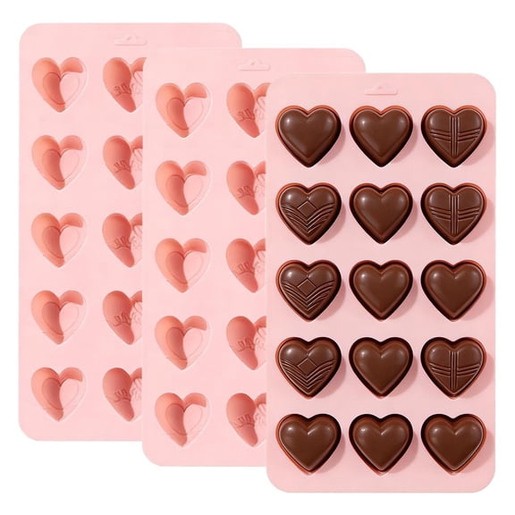Silicone Heart Chocolate Mold, 3Pcs Valentines Day Mold Mini Heart Shaped Mol-d, Premium Hear-t Silicone Mol-d for Baking, Chocolate, Non-stick