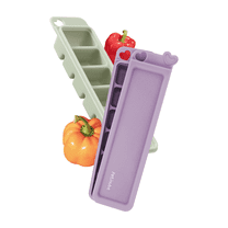 Silicone Heart Cube Luna Purple - Flexible 6-Cube Freezer Tray, 6.06 fl. Oz (1.01 fl. oz per Cube), BPA-Free, Stackable Ice Tray with Clip-on Lid, Multifunctional Ice Cube Molds