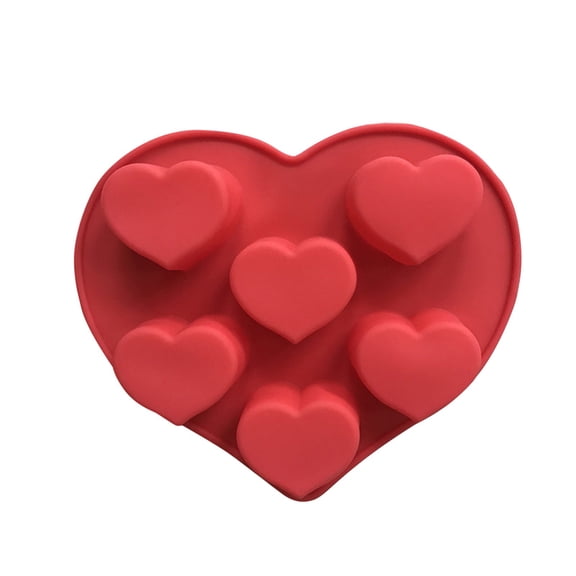 Silicone Heart Shape Cake Mold 6-Cavity Large Love Design For Baking Chocolate Candy Soap Making Food Safe 1Pc Weighs 0.24 Lb