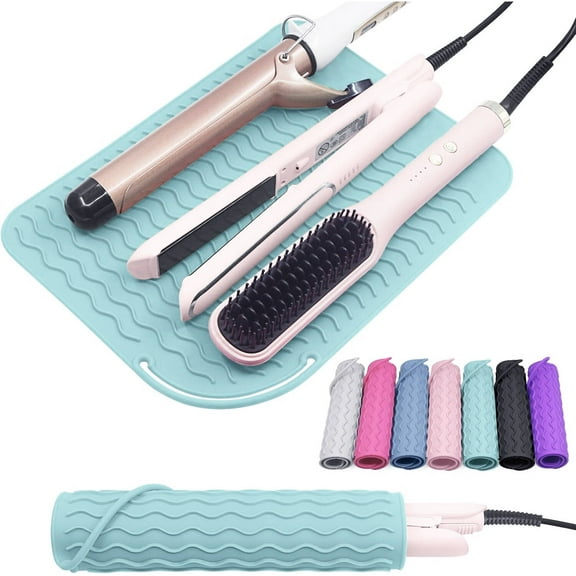 Silicone Heat Resistant Mat, Portable Travel Hot Tools Pad Cover for Curling Iron, Flat Iron, Hair Straightener and Other Hair Styling Tools (9" x 6.5")