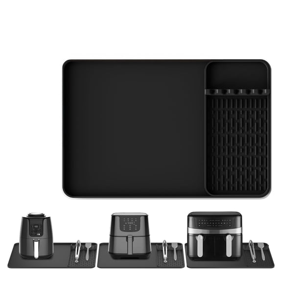 24x16" Silicone Heat Resistant Mat, Counter slip-resistant Protector for Air Fryer, Oven & Microwave, Black