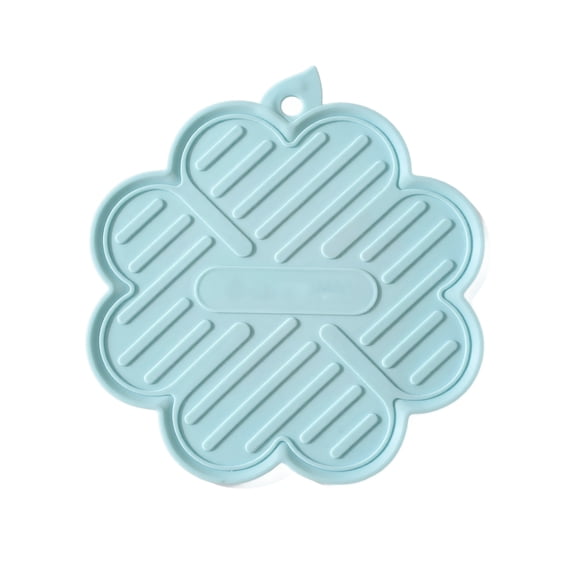 Silicone Heat Resistant Trivet Mat, Light Blue Non-Slip Flexible Pot Holder For Kitchen Dining Table 1 Pack