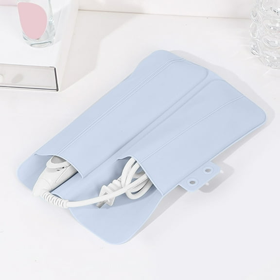 Silicone Heatproof Mat for Curling Irons & Flat Irons | Large 11x8 Inch Hot Tool Pad | Heat Resistant Protector for Countertops | Travel Storage Bag for Hair Styling Tools | 1 Pcs