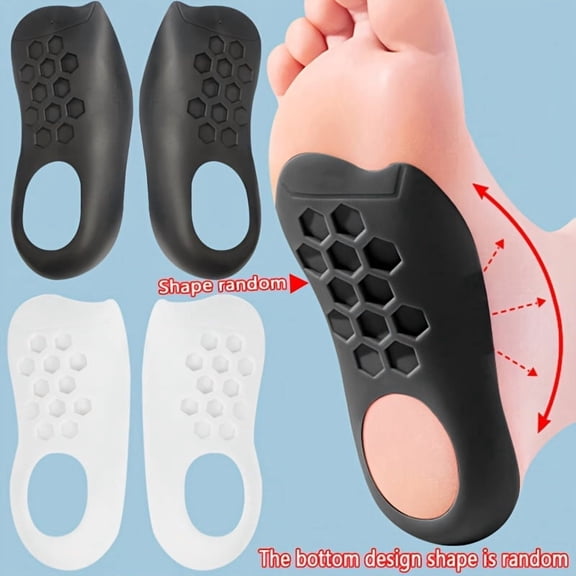 Silicone Heel Cushion Inserts  Shock Absorbing Half Insoles with Honeycomb Design for Pain Relief & Comfort in Sneakers and Dress Shoes (4-Pack)
