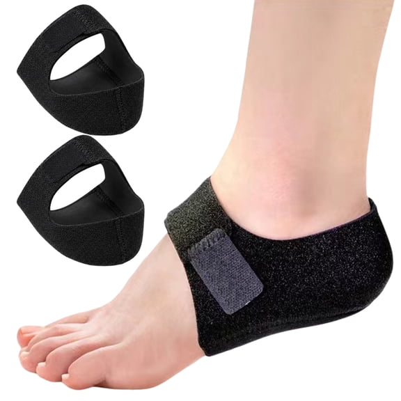 CANTAPVA Silicone Heel Pad Cushion, Adjustable Heel Support Protector with Breathable Fabric for Walking, Running and Daily Comfort, Black