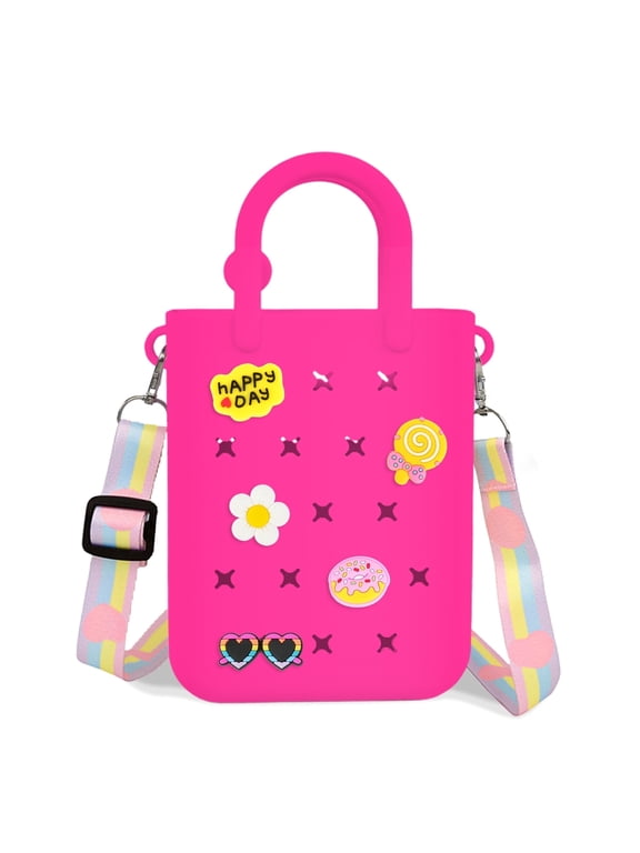Silicone Hole Handbag Toddler Purse With Adjustable Shoulder Strap Can Be Diy Decoration, Girls Birthday Gift