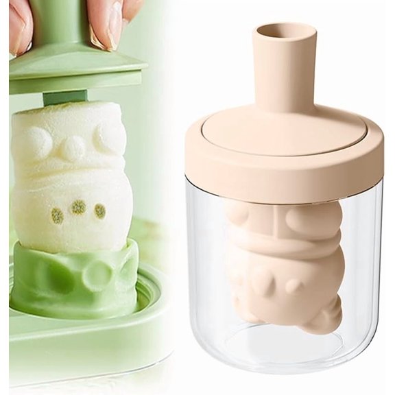 Silicone Homemade Ice Cream Molds, 2025 3D Cute Cartoon Shapes, DIY Taste Fun Homemade Ice Popsicle Tool Set, Fun Shaped Homemade Ice Popsicle Molds Set (Triple Vertical - Green)