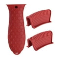 thumbnail image 1 of Silicone Hot Grip Holder Cover Set Red - Silicone Hot Handle Holder Cover Set Assist Pan Handle Sleeve Pot Holders Iron Skillets Handles Grip Covers（1Pc Pot Handle Cover, 2Pc Pot Ear Clips), 1 of 5
