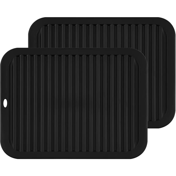 Silicone Hot Pads for Kitchen, Trivets Pots and Pans, Multi-Purpose Quartz Countertops, Non Slip Trivet Mat, Mats Kitchen Counter Pot Holders Set 2 Black