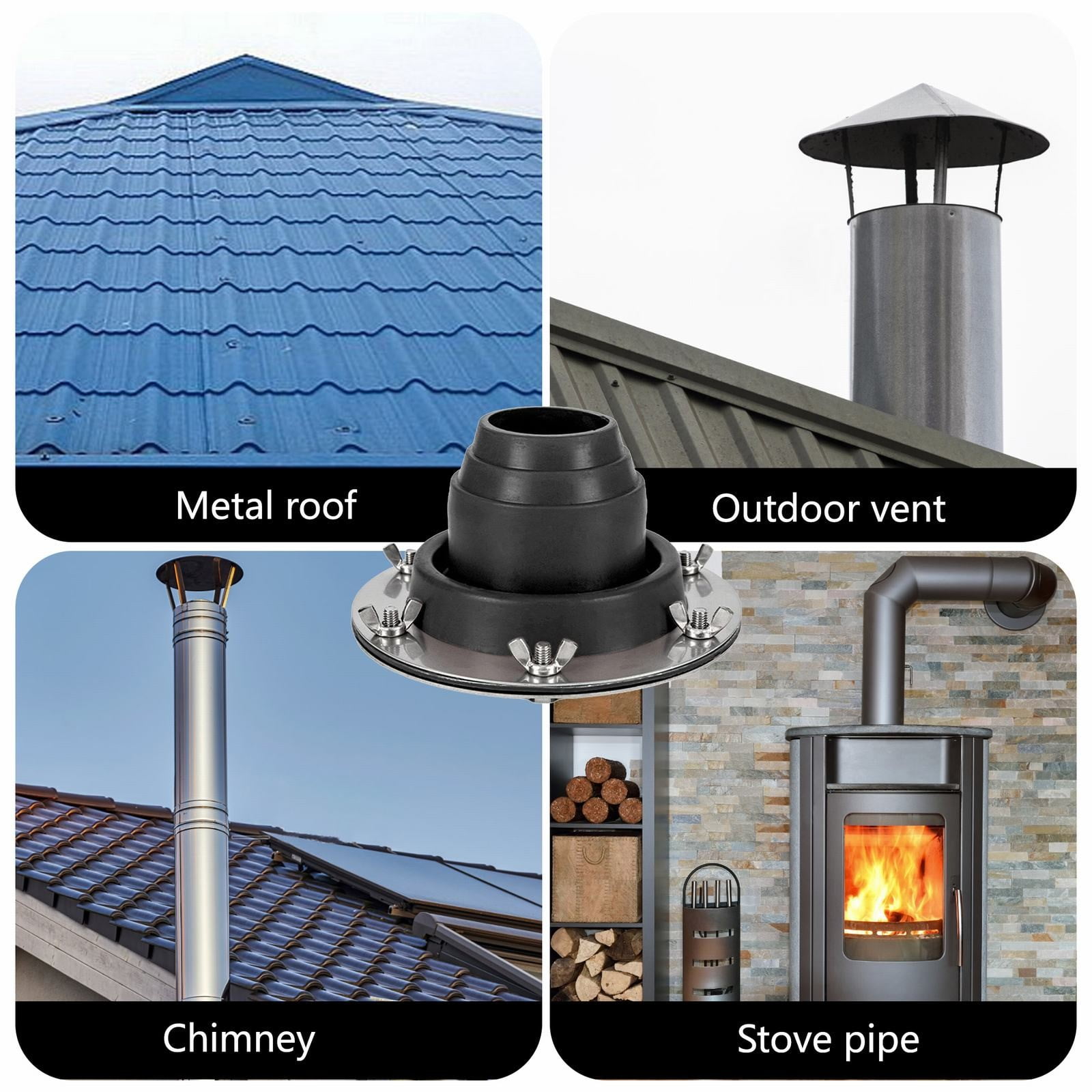 Hot Tent Stove Jack Fireproof Cloth - Silicone Heat Shield For Chimney Pipe, 13.4"x9.4"