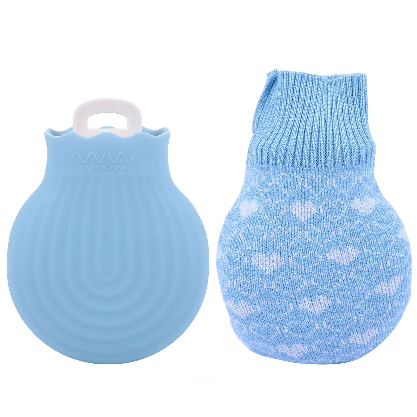 Silicone Hot Water Bottle with Knit Cover Heated Hot Warming Hand Water
