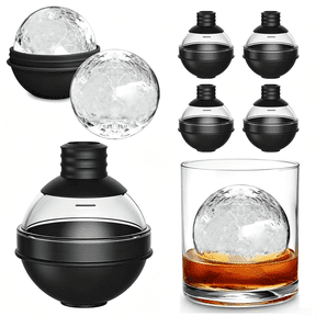 Prichor Silicone Ice Ball Molds for Whiskey, Set of 4 Round Ice Makers with Lids for Cocktails Bourbon and Drinks, 2.36 Inch