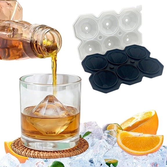 Silicone Ice Block Tray, Diamond Shaped Ice Mold, Leak Proof Flexible Silicone Ice Block Maker, Food Grade BPA Free Durable Kitchen Ice Tray