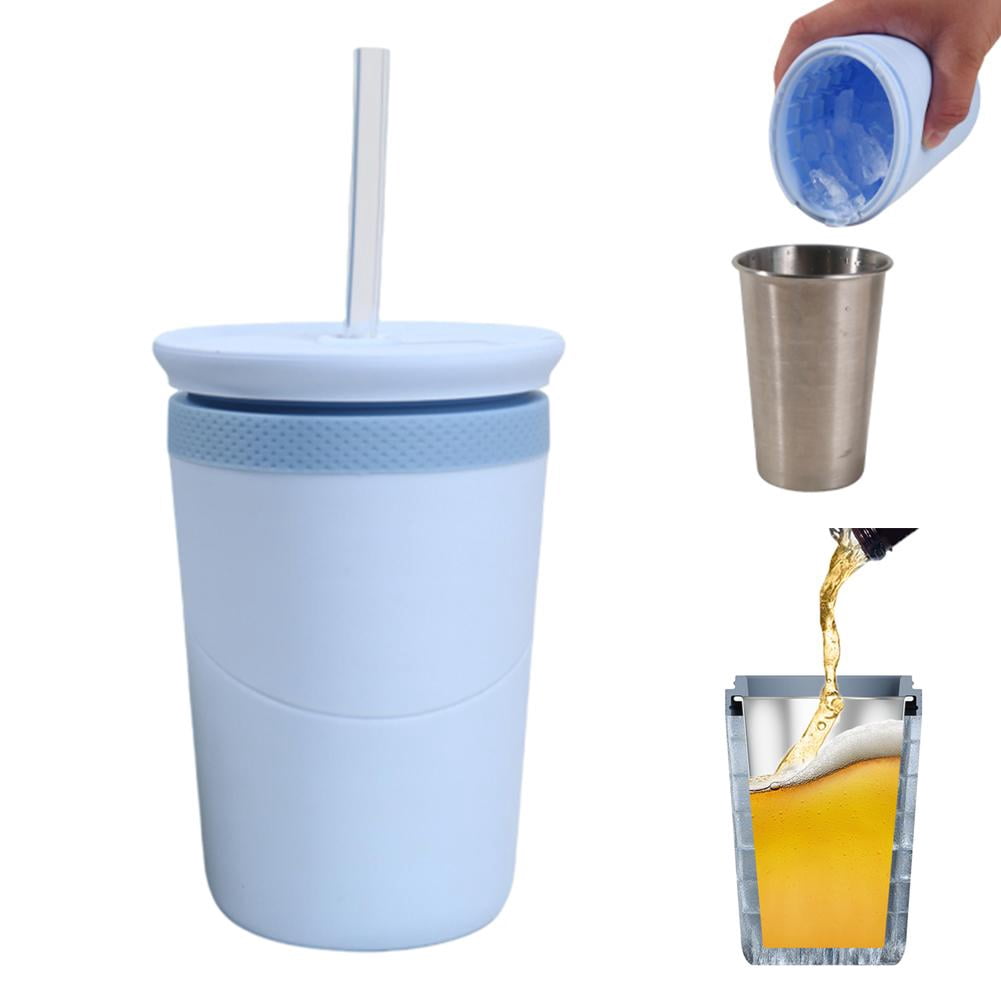 Silicone Ice Cube Cylinder, Silicone Ices Bucket, Cylinder IceCube Mold Ice Trays, Mini Ices Tray Mold Cup with Lid Crushed IceMaker Cup for Coffee Juice Tea Cocktail Chilling