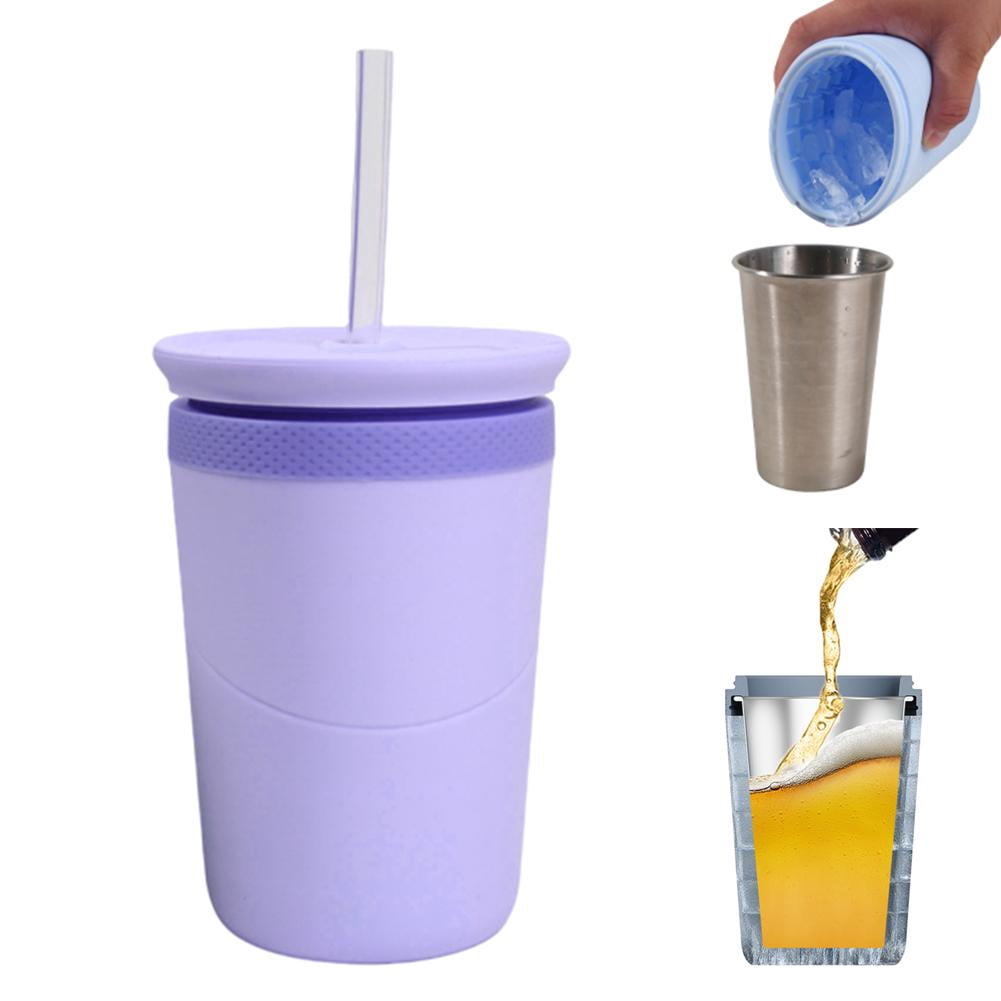 Silicone Ice Cube Cylinder, Silicone Ices Bucket, Cylinder IceCube Mold Ice Trays, Mini Ices Tray Mold Cup with Lid Crushed IceMaker Cup for Coffee Juice Tea Cocktail Chilling