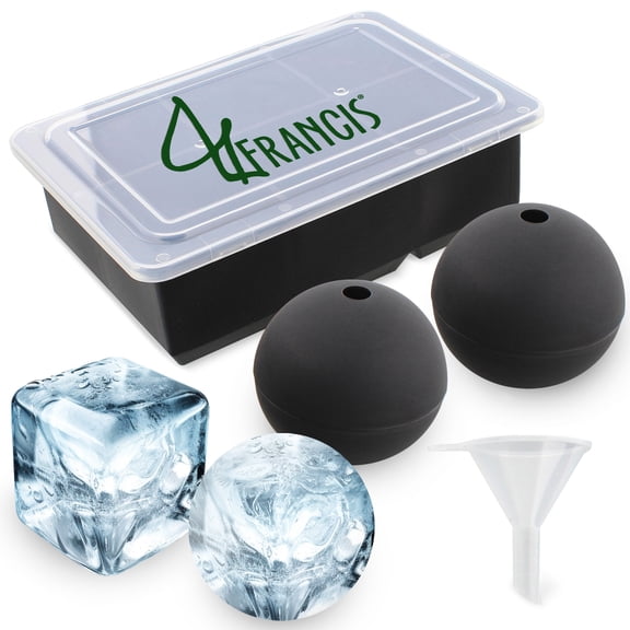 Silicone Ice Cube Mold 6 Cubes 2 Spheres Black Rubber Ice Cube Trays