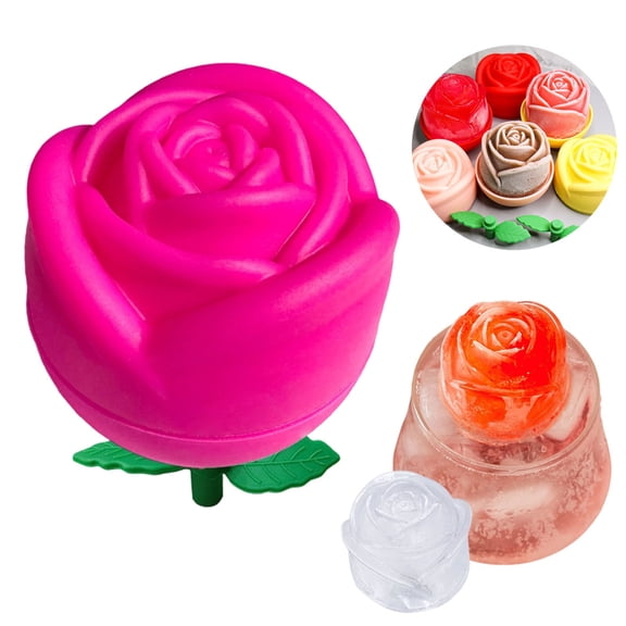 Silicone Ice Cube Mold Set - 2 Pack Checkered and Rose Pattern Ice Tray - Flexible BPA Free Ice Maker for Whiskey Juice Coffee Cocktails - Kitchen Bar Accessory
