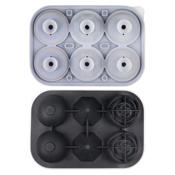 Silicone Ice Cube Mold Set with Rose, Sphere, and Rhombus Shapes for Whiskey, Cocktails, and Coffee