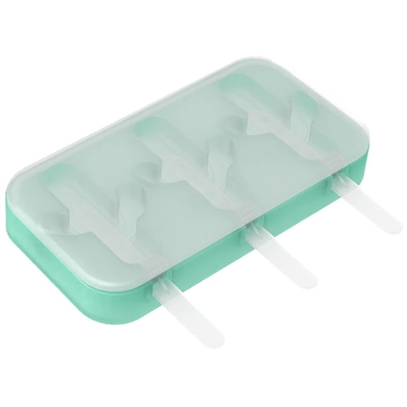 Silicone Ice Cube Mold with Lid, 3 Cavity Cactus Shape with Reusable Sticks, Non Stick Easy Release for Home Use, 1 Mold