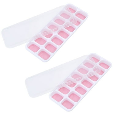 Silicone Ice Cube Tray, 2 Pack Easy-Release & Flexible 14-Ice Cube Trays with Spill-Resistant Removable Lid, Stackable Ice Trays with Covers for Freezer,