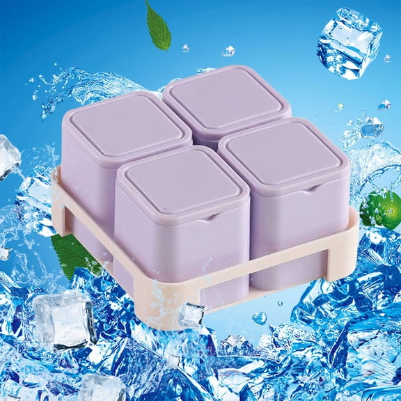 Silicone Ice Cube Tray, 4-Cavity Ice Cube Molds, Easy Release Ice Trays, Hollow Ice Cube Molds, Soft Rubber Ice Trays, Household Refrigerator Ice Molds, DIY Ice Making Trays, 4.33×2.17 in,A