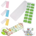 thumbnail image 1 of Silicone Ice Cube Tray, 4 Pack Easy-Release & Flexible 14-Ice Cube Trays with Spill-Resistant Removable Lid, Stackable Ice Trays with Covers for Freezer, 1 of 8