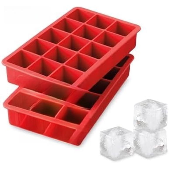 Silicone Ice Cube Tray Candy Apple Red Pack of 2 BPA Free Ice Tray Mold for Coffee Drinks Cocktails, Dishwasher Safe Easy Release Perfect 1 Inch Cube Ice Tray for Whiskey Bourbon Spirits