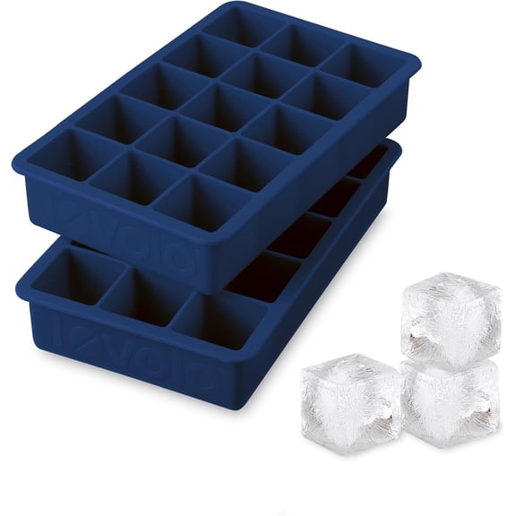 Silicone Ice Cube Tray Deep Indigo Pack of 2 BPA Free Ice Tray Mold for Coffee Drinks Cocktails, Dishwasher Safe Easy Release Perfect 1 Inch Cube Ice Tray for Whiskey Bourbon Spirits