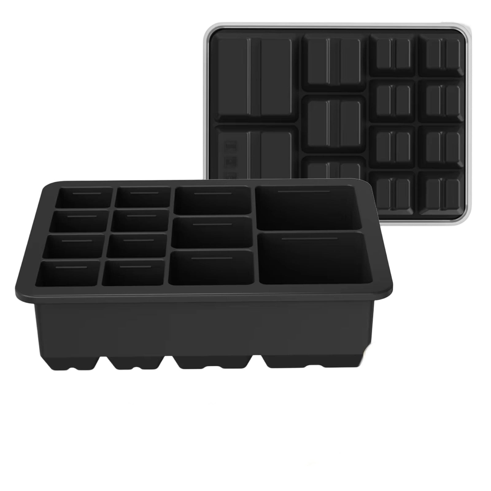Silicone Ice Cube Tray, Food Grade Easy Release, 1 Pack 13-Cavity Multiple Size, For Whiskey Cocktails Drinks