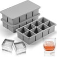thumbnail image 1 of Silicone Ice Cube Tray for Freezer with Lid 3 Pack (2024 New Version), 8-Cube Stackable Large Ice Cube Molds, 2" Square Whiskey Ice Cubes Mold for Bourbon, Cocktails, Soup Frozen Treats, 1 of 5