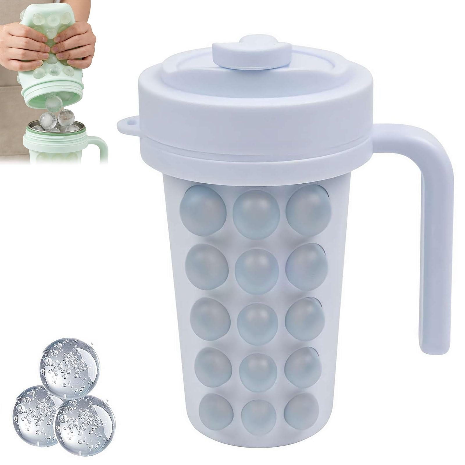 Silicone Ice Cube Tray,No Spill Tray With Lid Reinforced Silicone Ice Maker for Freezer Leak-Proof Lids BPA-Free Easy Release for Kitchen