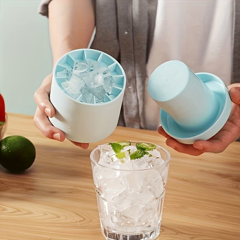 Silicone Ice Cube Tray - Reusable Freezer-Safe Ice Maker for Home, Bar, Pub, Club, and Outdoor Drinks - Light Blue
