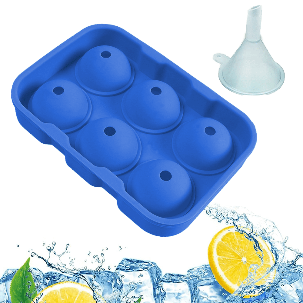 EWRITN Ice Cube Tray, Round Ice Ball Maker for Freezer,Circle Ice Trays  Making 99pcs with Sphere Ice Balls Chilling Drinks （3Pack Blue Trays, 3  Steel