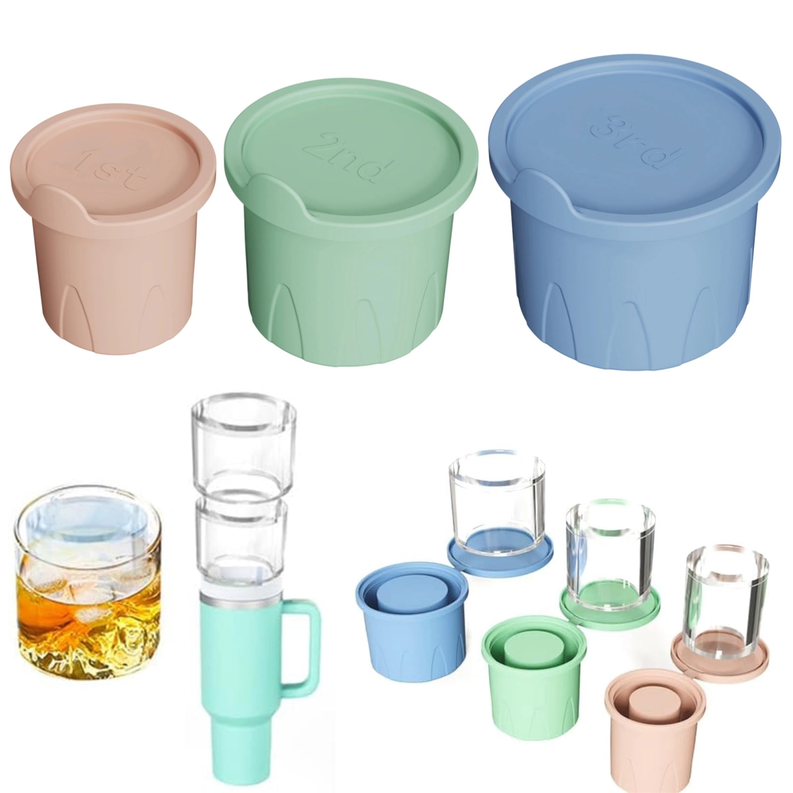 Silicone Ice Cube Tray for Stanley Cup with Lid - Stanley Ice Mold - Stanley Cup Ice Mold - Stanley Cup Ice Cube Mold for 14-40 oz Tumbler, Whiskey, Cocktails, Drinks, 2PCS for 20oz
