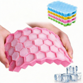 thumbnail image 1 of Silicone Ice Cube Tray with Lid for Freezer, 37-Grid Mold, Easy-Release BPA-Free Ice Cube Trays, Small Cubes (Pink), 1 of 7