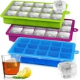 thumbnail image 1 of Silicone Ice Cube Trays,15 Square Ice Cube Tray with Lid,3 Pack Ice Cube Molds Set,Ice Molds Silicone,Ice Cube Maker,Large Ice Trays for Freezer Containers for Whiskey,Reusable & BPA Free (3 Colors), 1 of 5