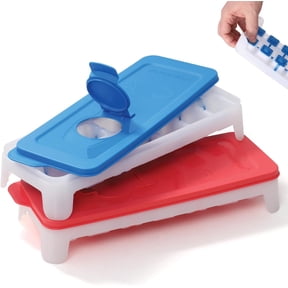 Silicone Ice Cube Trays for Freezer  Freeze Pop Holders Set of 2  Easy Release Ice Cube Tray with Lid  Spill Proof Non-BPA Ice Cube Mold  No Odor, Dishwasher Safe and Durable